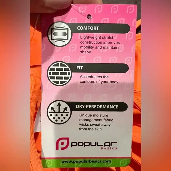 POPULAR BASICS | Neon Orange Strap-Back Sports Bra Size Medium NWT - Picture 10 of 11